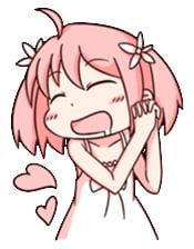 动漫表情包 可爱粉色桃皮少女