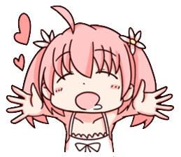 动漫表情包 可爱粉色桃皮少女