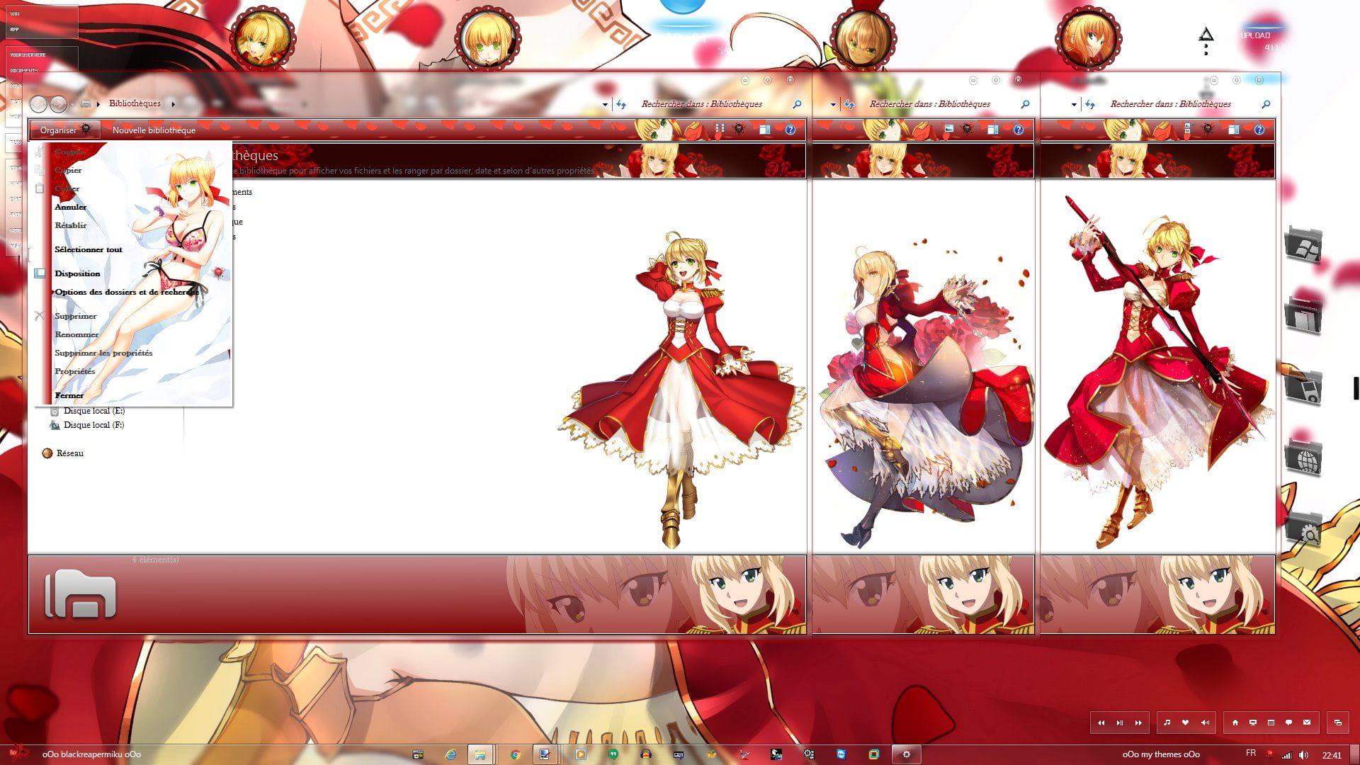 火红尼禄 红saber Fate/Extra V2 win7主题