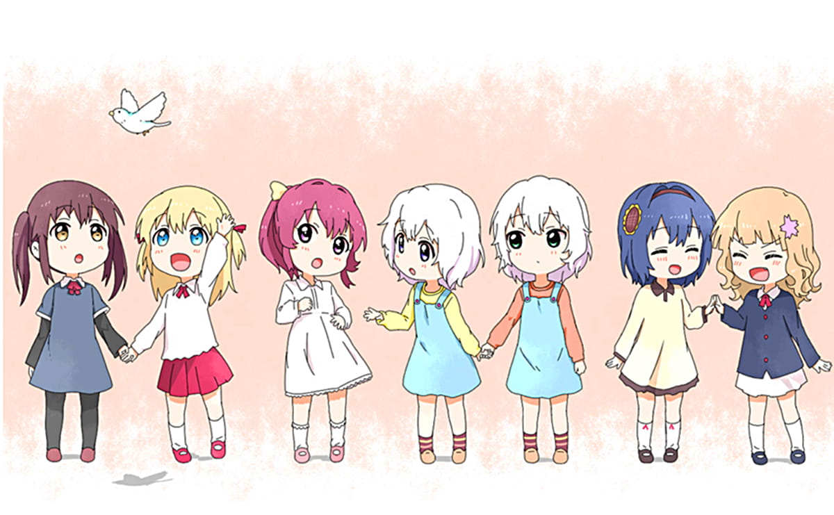 萌妹聚集 摇曳百合 桌面壁纸