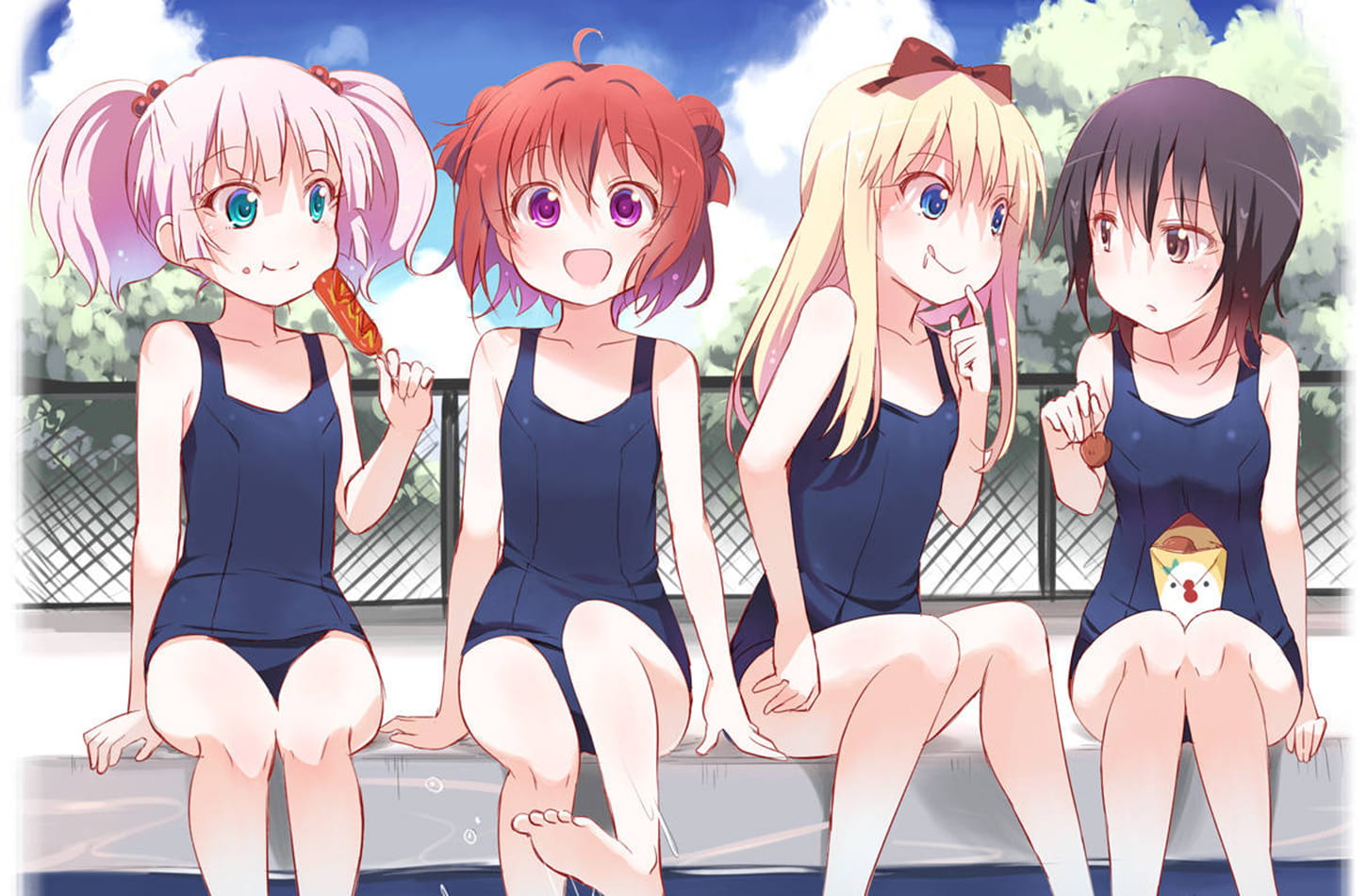 萌妹聚集 摇曳百合 桌面壁纸