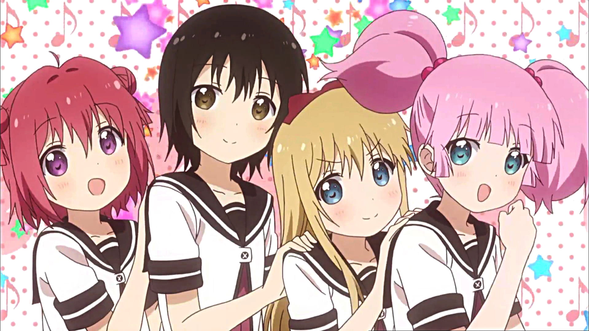 萌妹聚集 摇曳百合 桌面壁纸