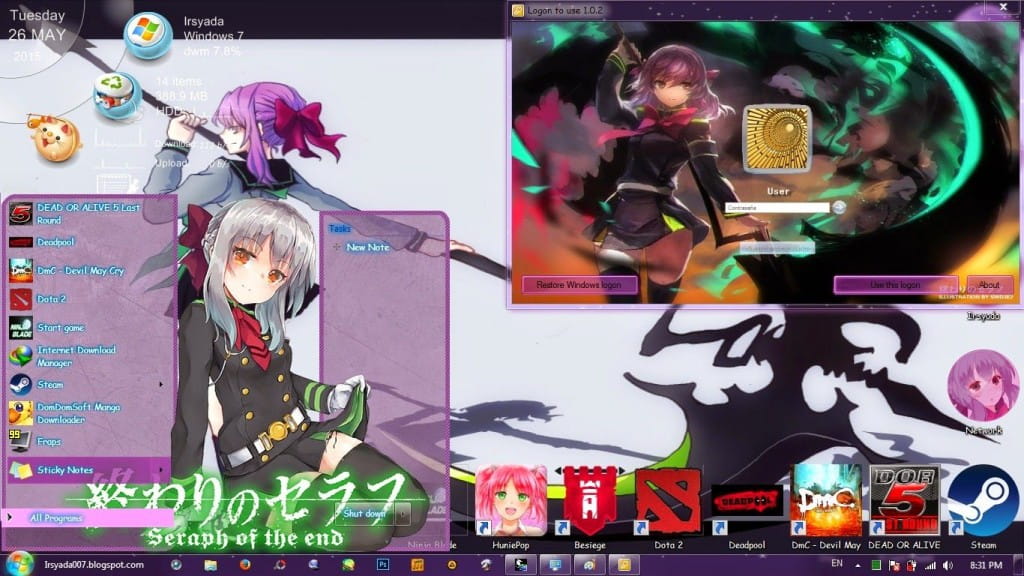 腹黑镰刀女柊筱娅 终结的炽天使 win7主题