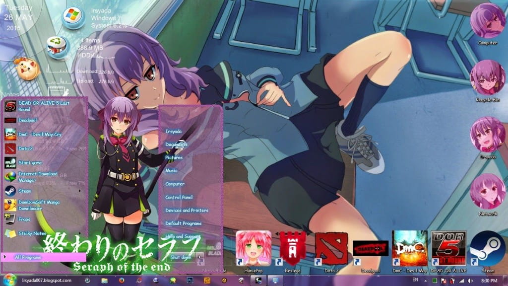 腹黑镰刀女柊筱娅 终结的炽天使 win7主题