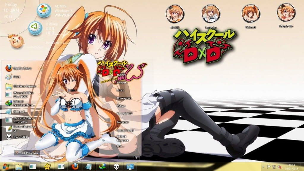 自称天使双马尾紫藤·伊莉娜 恶魔高校 win7主题