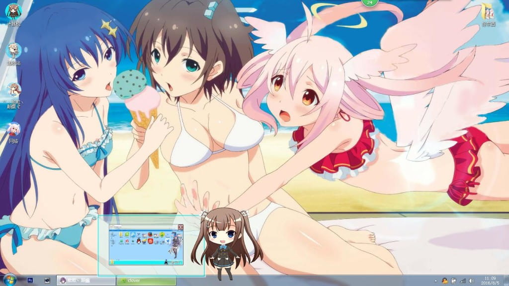 一堆萌妹纸 圣洁天使 Ange Vierge win7主题