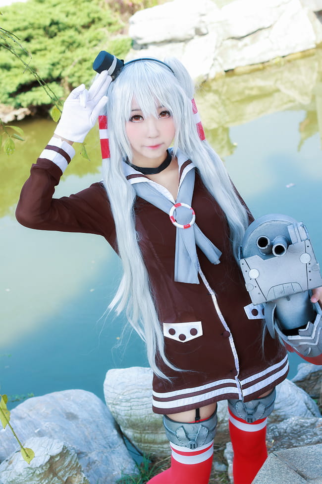 【授权】舰娘天津风COS 和连装炮君一起玩耍吧