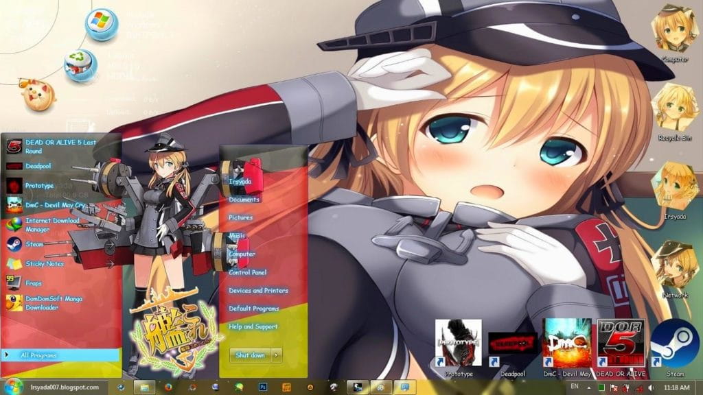 金发舰娘欧根亲王 舰队Collection win7主题