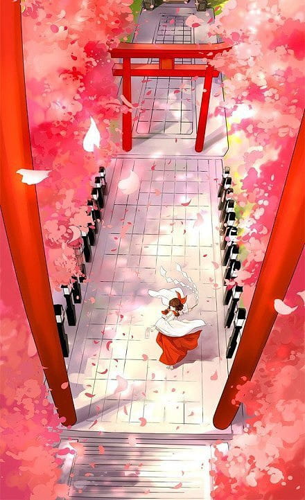 东方Project 神秘的巫女 博丽灵梦手机壁纸图集(1)