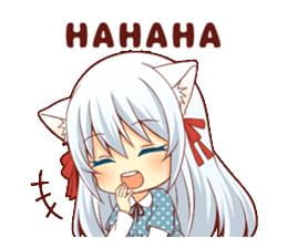 萌萌白发猫耳娘 Fluffy white ca 表情包