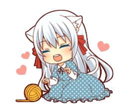 萌萌白发猫耳娘 Fluffy white ca 表情包