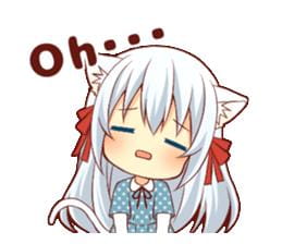 萌萌白发猫耳娘 Fluffy white ca 表情包