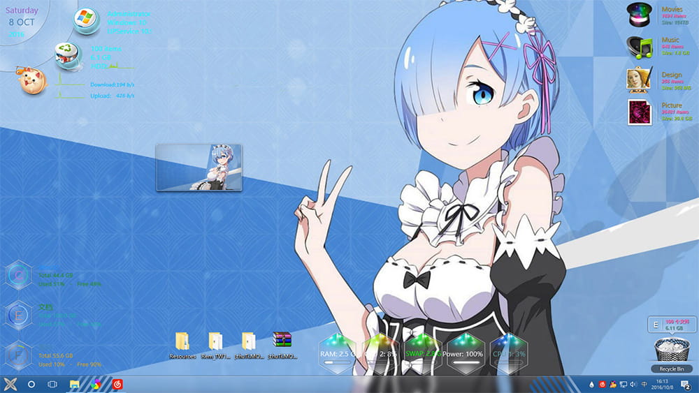 好久不见的蕾姆老婆 从零开始 win10主题