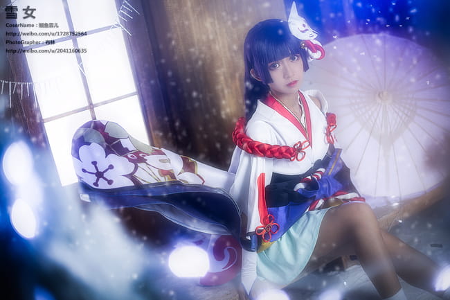 阴阳师手游 雪女 见月之樱皮肤COS