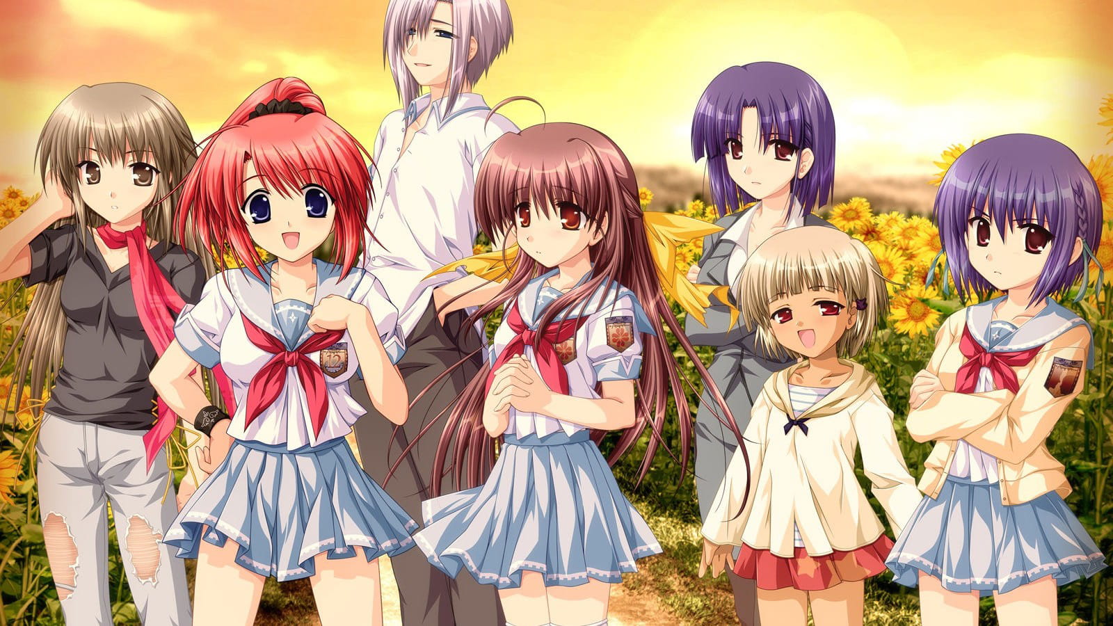 车轮之国 向日葵花田的女孩子动漫电脑壁纸下载