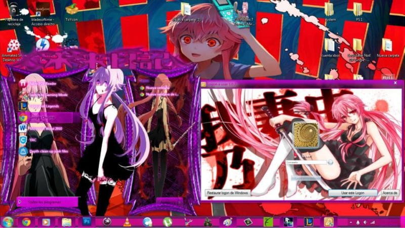 粉红切开都是黑 未来日记 我妻由乃 win7主题