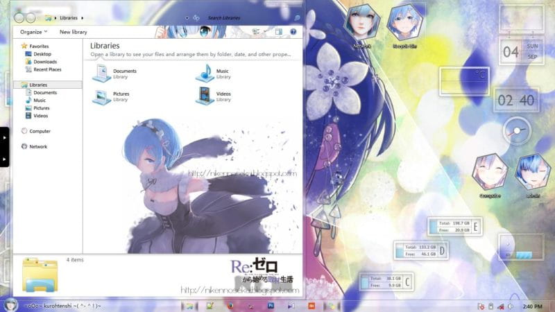 清新的蕾姆老婆 从零开始 win7主题