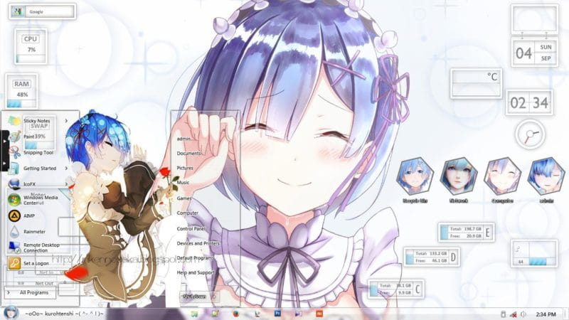 清新的蕾姆老婆 从零开始 win7主题