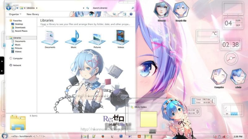 清新的蕾姆老婆 从零开始 win7主题