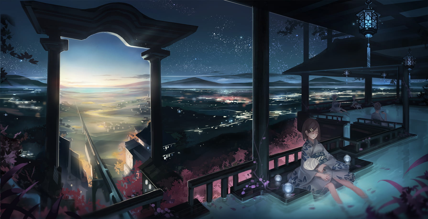 黄昏将至夜幕降临 唯美夜色电脑桌面壁纸