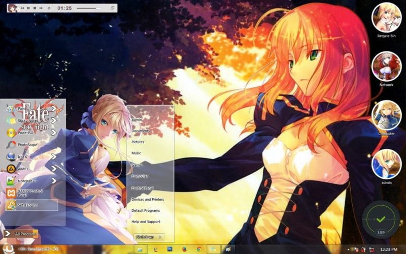 呆毛saber再临 fate系列 win7主题