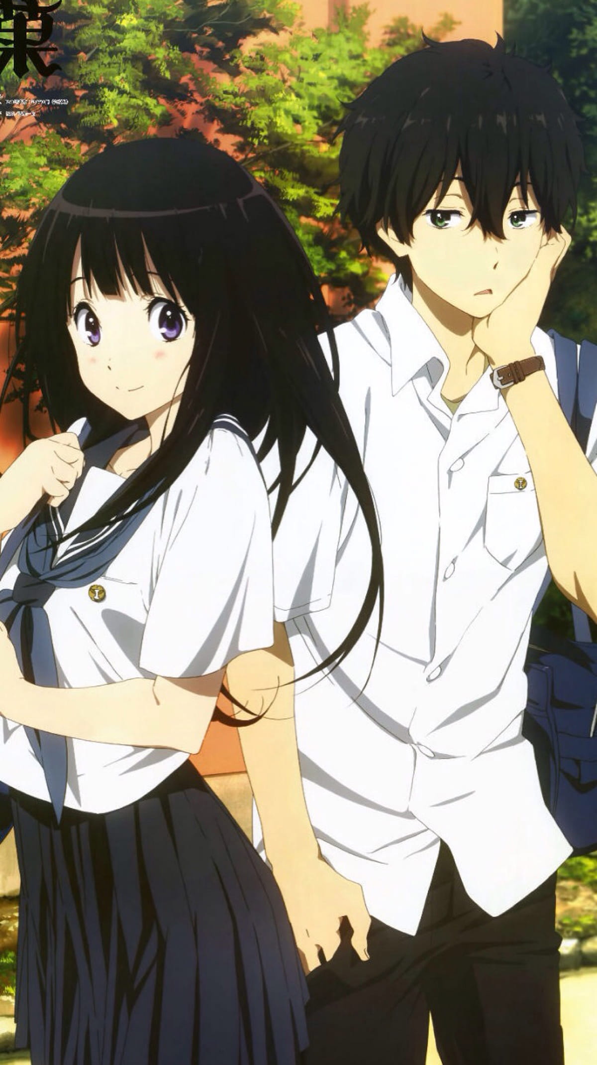 冰菓 折木奉太郎&千反田爱瑠 玫瑰色的动漫手机壁纸(1)