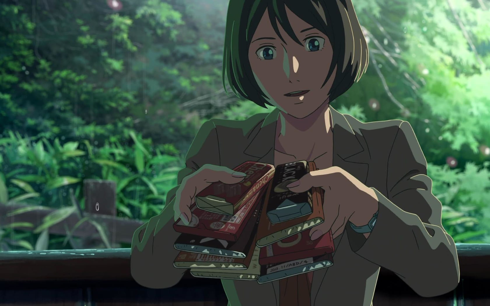 新海诚巨作《言叶之庭》绿色护眼电脑桌面壁纸第二辑