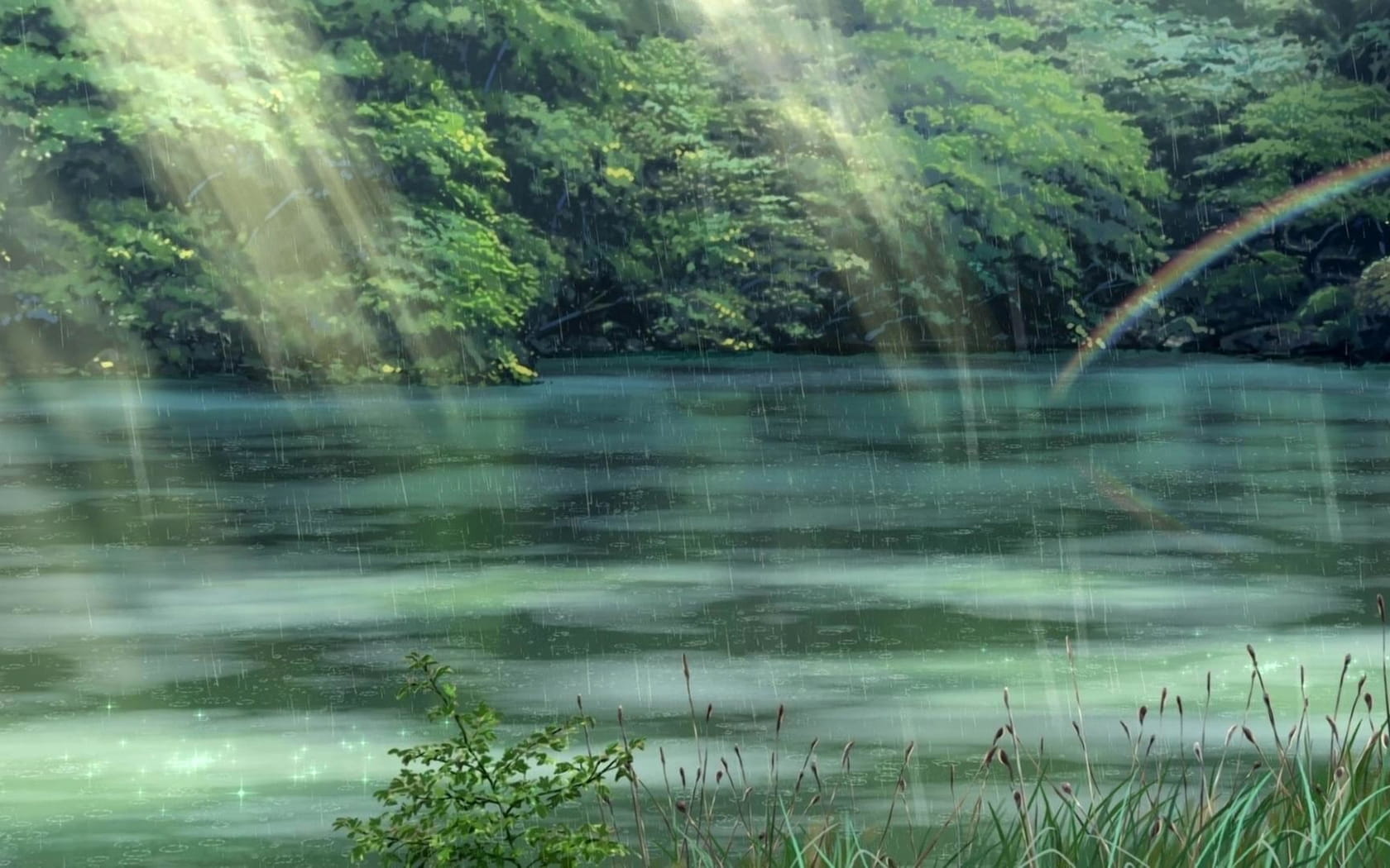 新海诚巨作《言叶之庭》绿色护眼电脑桌面壁纸第三辑