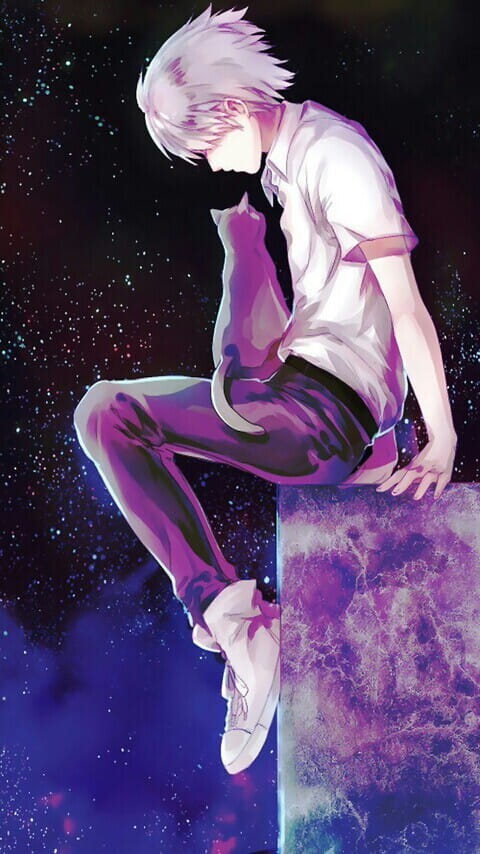 银白色男神 银发少年手机壁纸