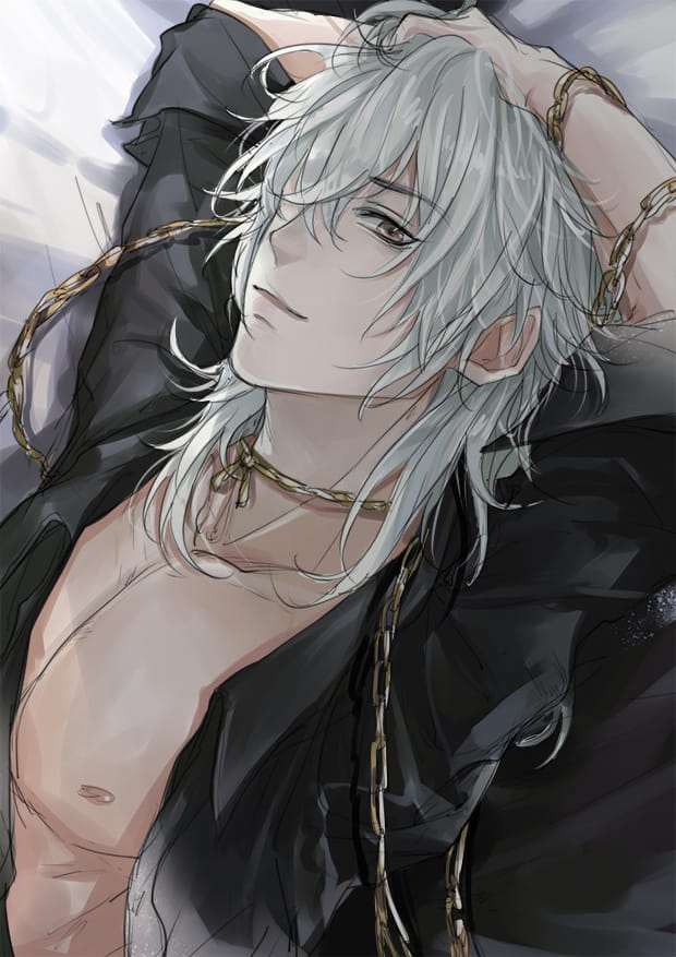 银白色男神 银发少年手机壁纸