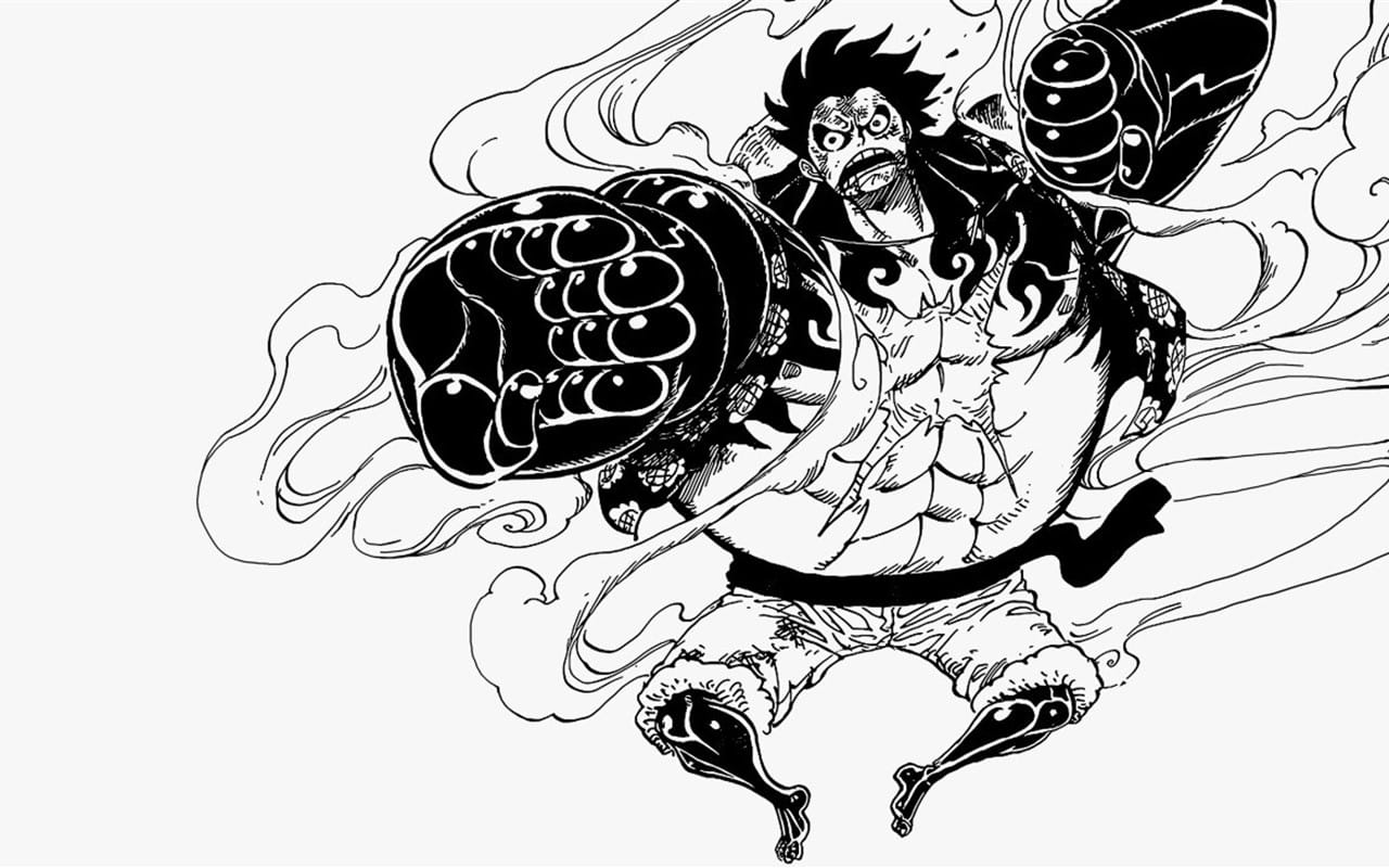 海贼王 黑白漫画风格高清电脑壁纸