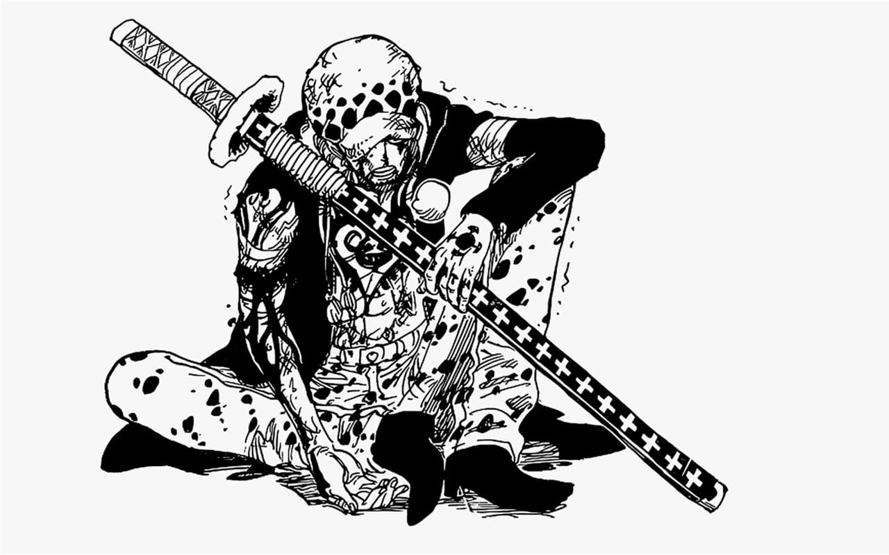 海贼王 黑白漫画风格高清电脑壁纸