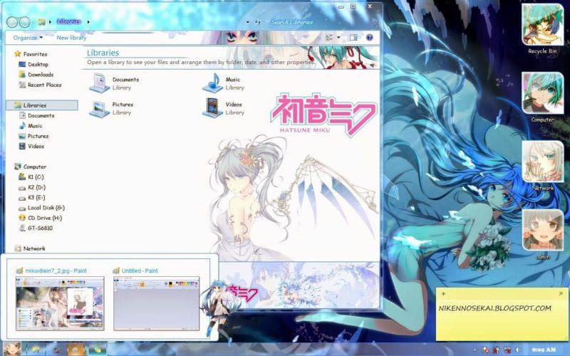 初音未来 Miku v8 win7电脑主题下载