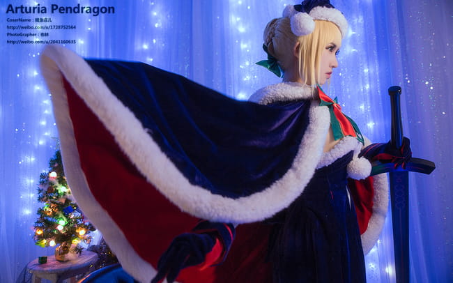 Fate圣诞装黑saber 阿尔托莉雅・潘德拉贡COS