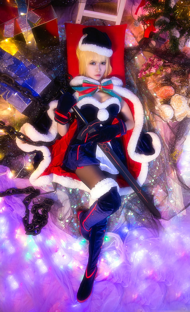 Fate圣诞装黑saber 阿尔托莉雅・潘德拉贡COS