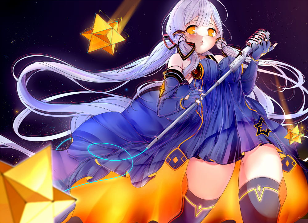 星空下的小天使 星尘插画电脑壁纸下载(1)