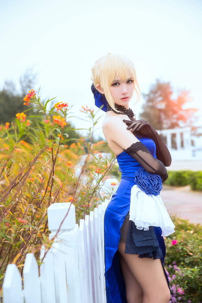 Fate saber 梦幻公主蓝礼服COS