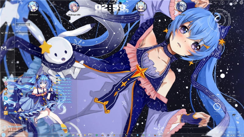 初音未来 雪初音 win7电脑主题下载