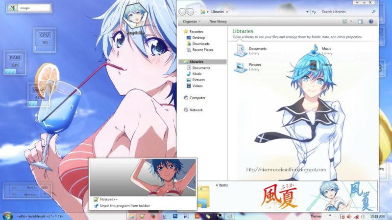 风夏 秋月风夏 win7动漫电脑主题下载