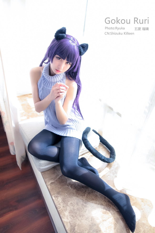 黑猫露背毛衣Ver. 超萌cosplay写真