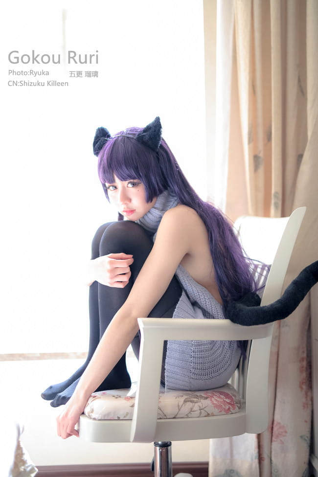 黑猫露背毛衣Ver. 超萌cosplay写真