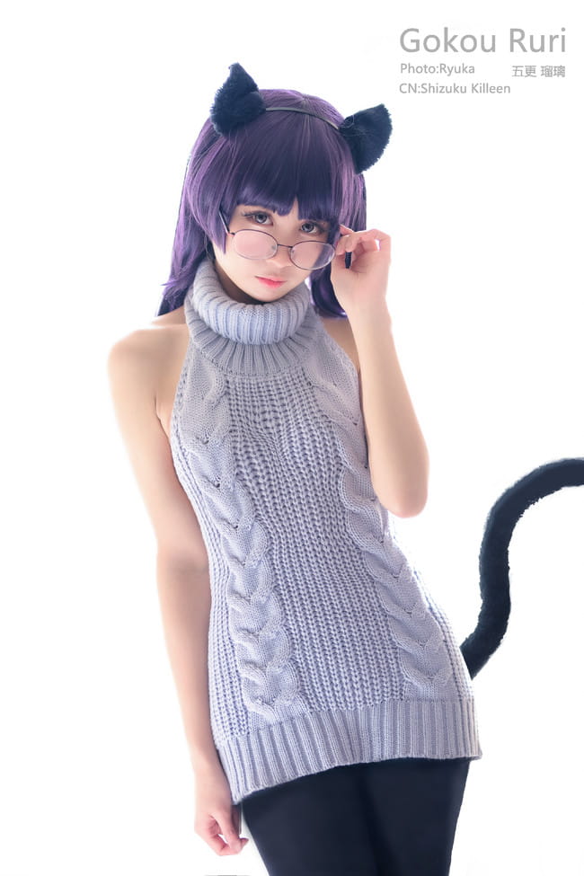 黑猫露背毛衣Ver. 超萌cosplay写真
