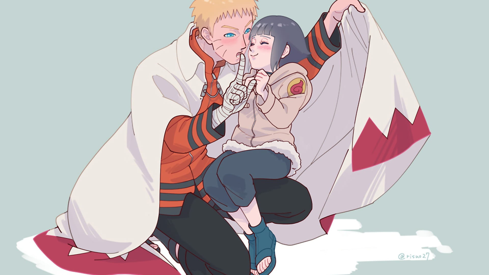 幸福美满 雏田与鸣人电脑桌面壁纸(1)