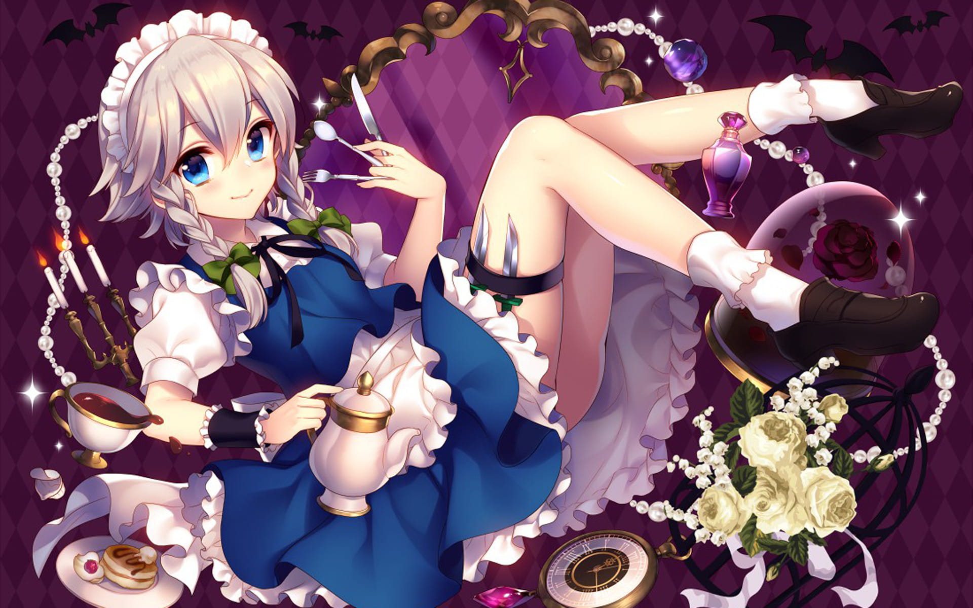 东方Projec 十六夜咲夜 动漫电脑壁纸(1)