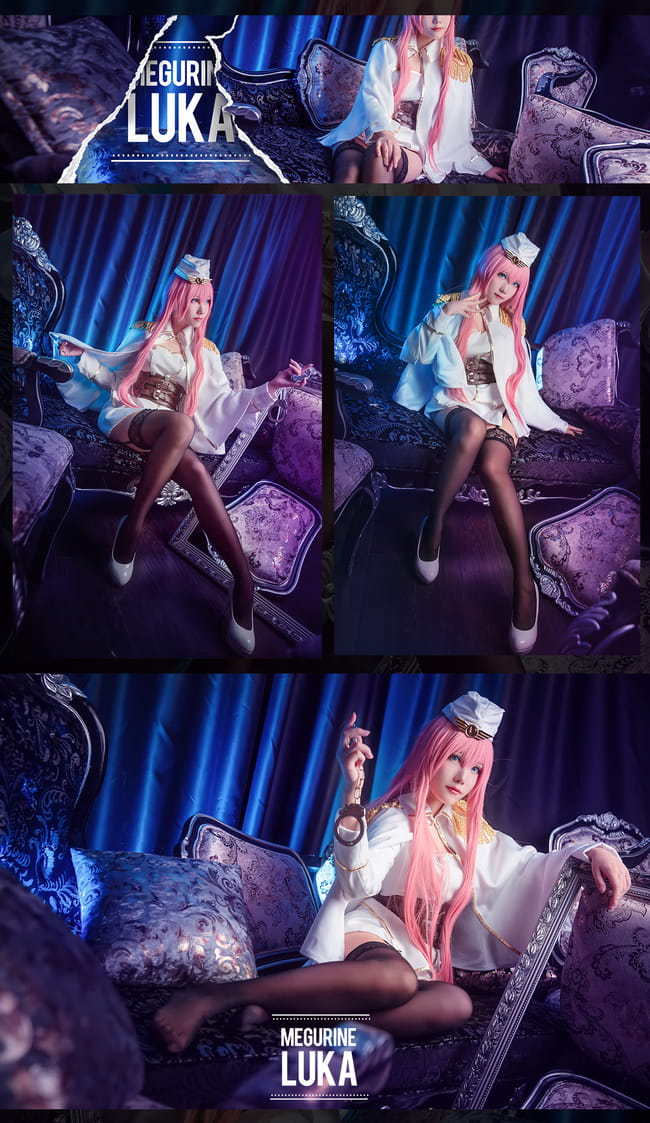 VOCALOID 巡音流歌白军服 黑丝诱惑cosplay