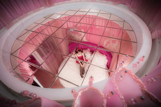 约会大作战 时崎狂三 桃色睡衣黑丝诱惑cosplay