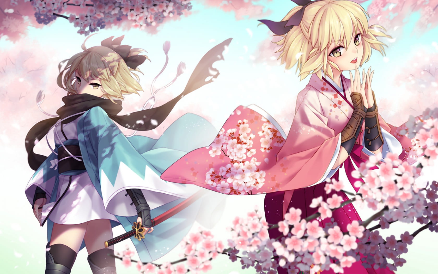 刀剑相搏 樱saber冲田总司电脑壁纸(1)