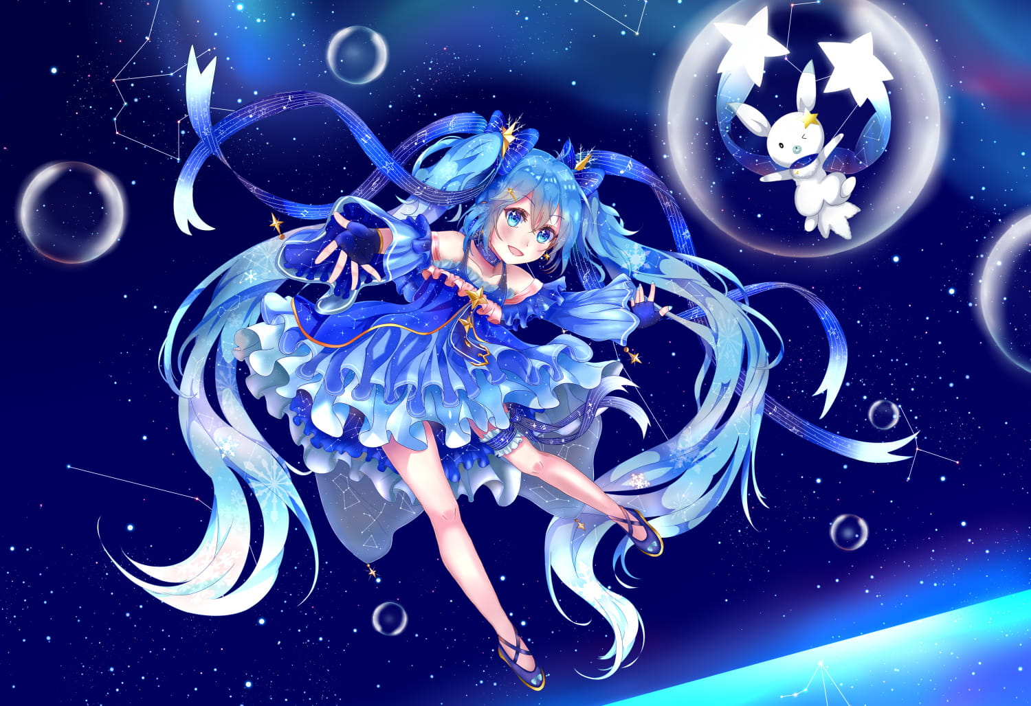 星空下的雪初音 雪初音电脑壁纸(1)