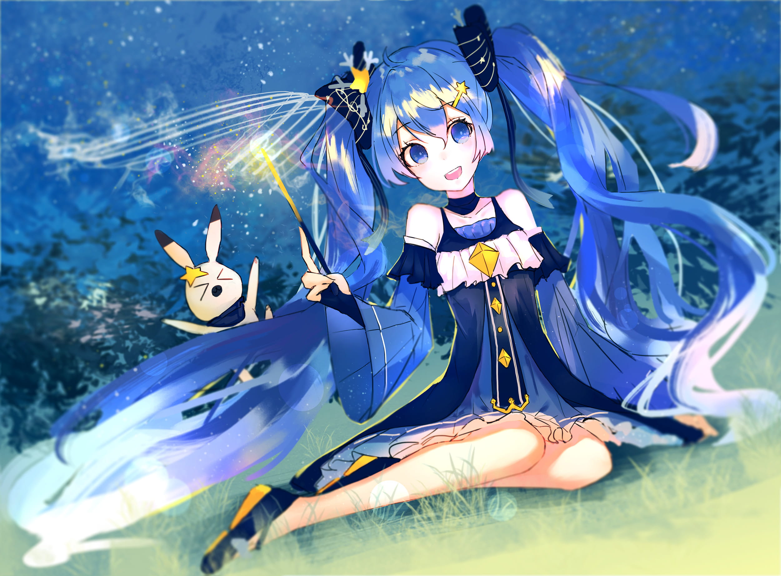 星空下的雪初音 雪初音电脑壁纸(1)