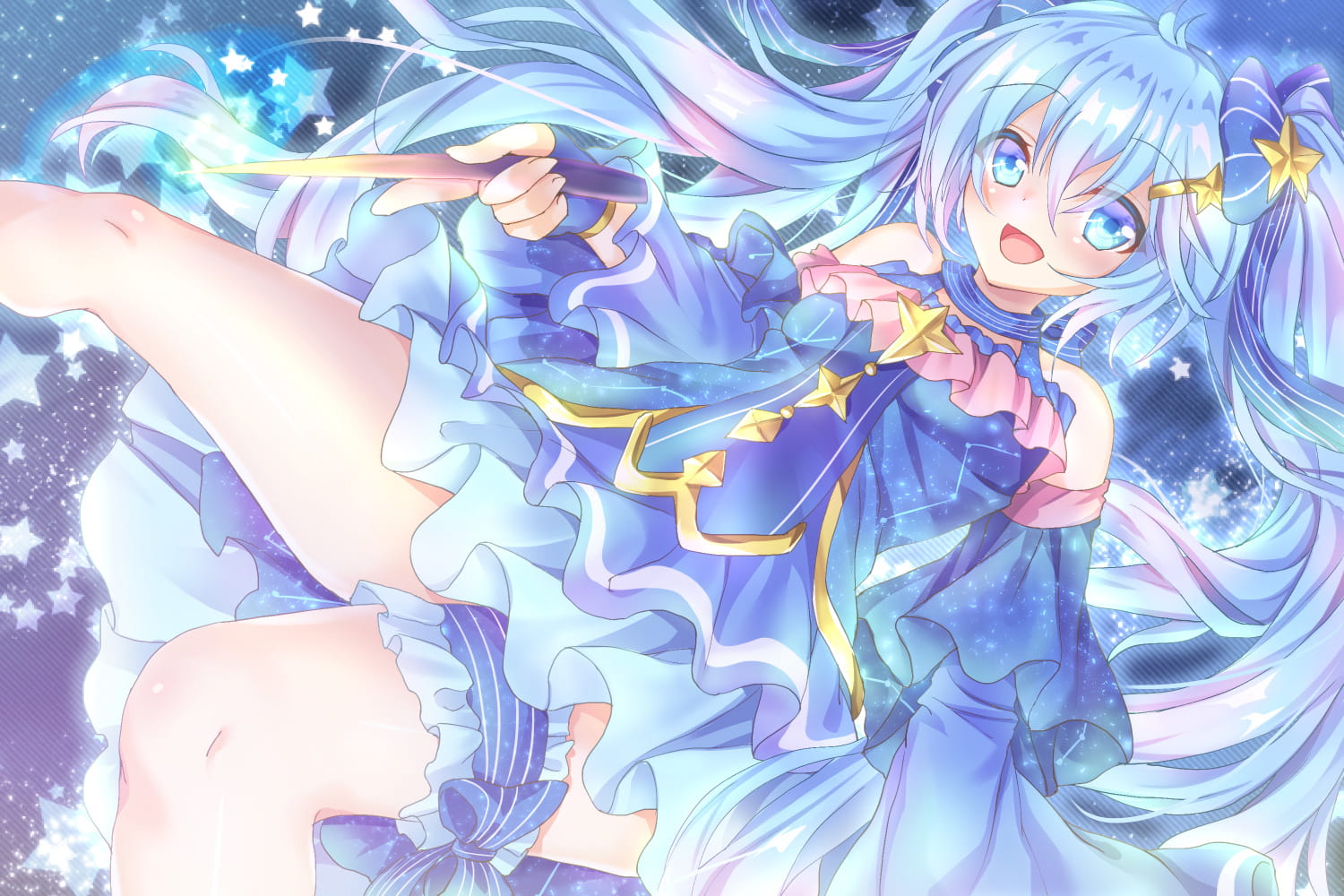 星空下的雪初音 雪初音电脑壁纸(1)